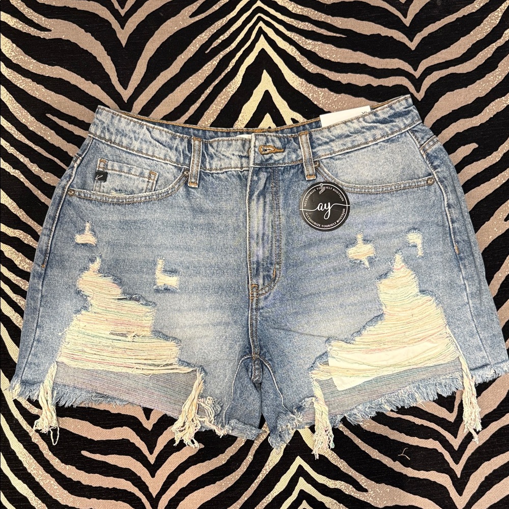 KanCan Light Blue Distressed Jean Shorts